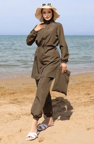 Hijab-Badeanzug Mit Tasche 5037-04 Khakigrün 5037-04