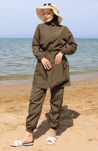 Hijab-Badeanzug Mit Tasche 5037-04 Khakigrün 5037-04