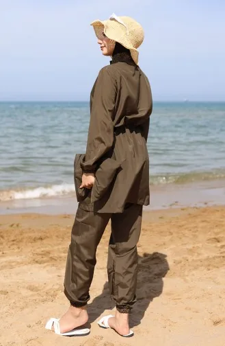 Hijab-Badeanzug Mit Tasche 5037-04 Khakigrün 5037-04