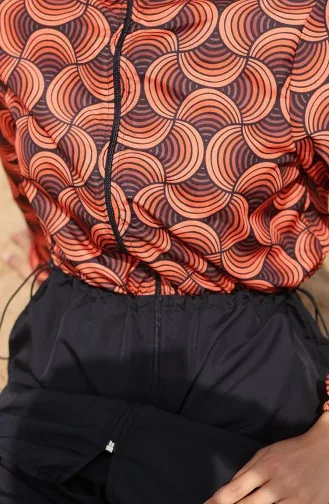 Ebrar Elastic Waist Hijab Swimsuit 5039-03 Orange 5039-03