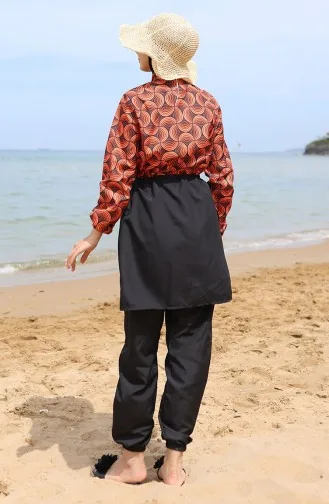 Ebrar Elastic Waist Hijab Swimsuit 5039-03 Orange 5039-03