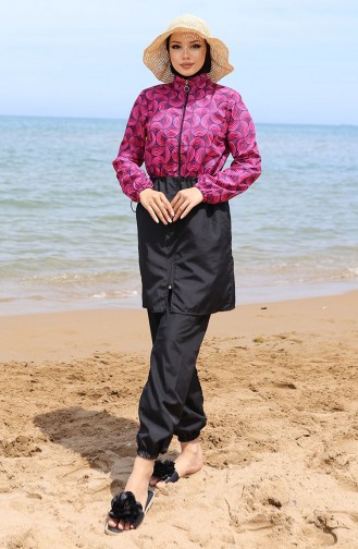 Ebrar Hijab-badpak Met Elastische Taille 5039-04 Kersen 5039-04