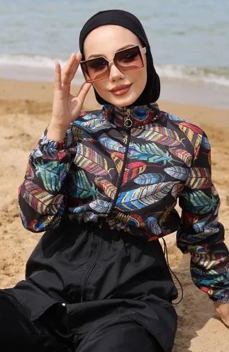 Maillot De Bain Hijab Elastique Taille Tropicale 5040-01 Noir 5040-01