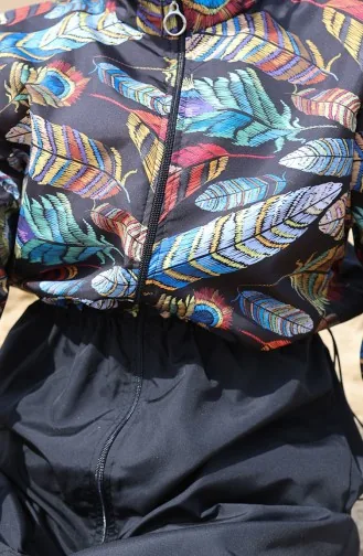 Maillot De Bain Hijab Elastique Taille Tropicale 5040-01 Noir 5040-01