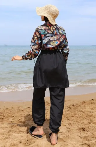 Maillot De Bain Hijab Elastique Taille Tropicale 5040-01 Noir 5040-01