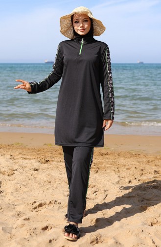 Schwarz Hijab Badeanzug 2503-01