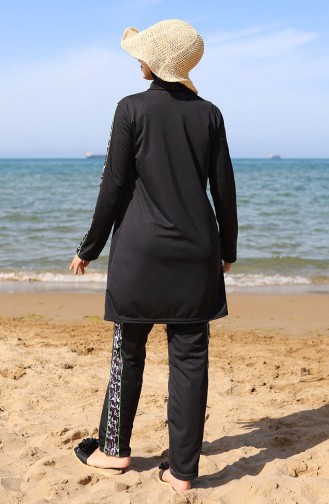 Schwarz Hijab Badeanzug 2503-01