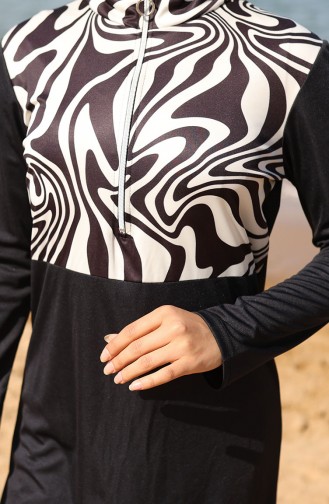 Schwarz Hijab Badeanzug 2507-01