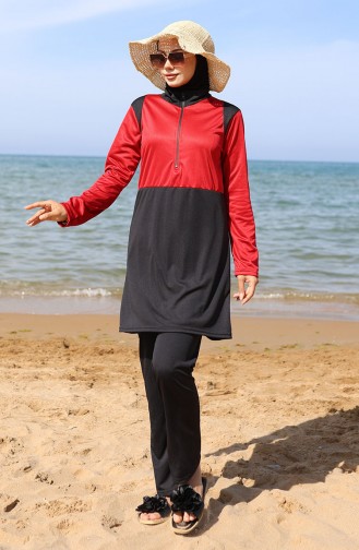 Unreife Mandelgrün Hijab Badeanzug 2508-02