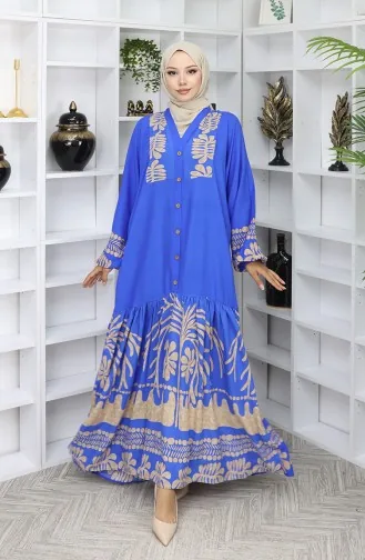 Viscose Jurk Met Halve Knoopjes 0056-04 Saks 0056-04