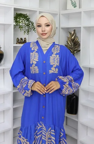 Viscose Jurk Met Halve Knoopjes 0056-04 Saks 0056-04