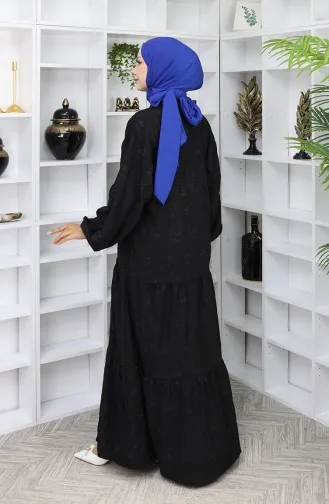 Robe Brodée à Demi-bouton 0059-04 Noir 0059-04