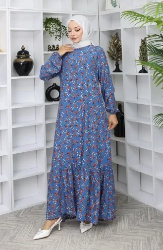 Viscose Stof Patroon Jurk 0065-01 Indigo 0065-01