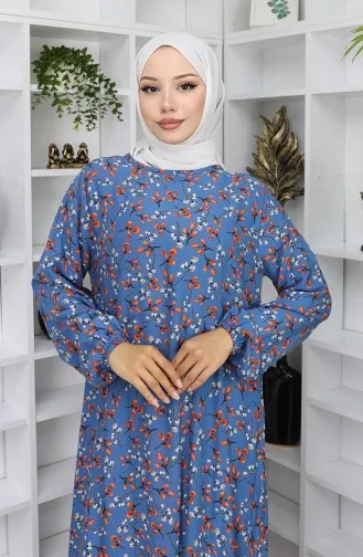 Viscose Stof Patroon Jurk 0065-01 Indigo 0065-01