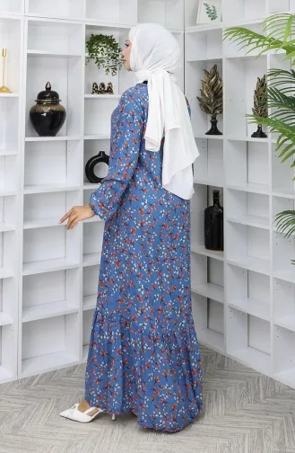 Viscose Stof Patroon Jurk 0065-01 Indigo 0065-01