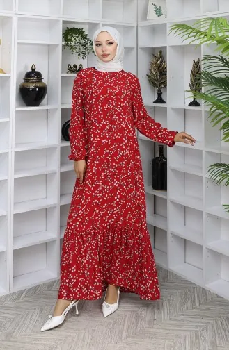 Viscose Stof Patroon Jurk 0065-03 Rood 0065-03