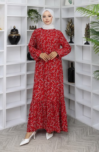 Rot Hijab Kleider 0065-03