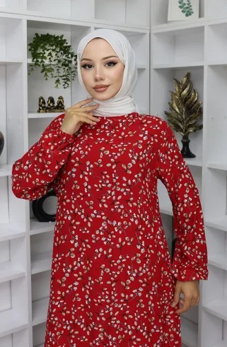 Viscose Stof Patroon Jurk 0065-03 Rood 0065-03