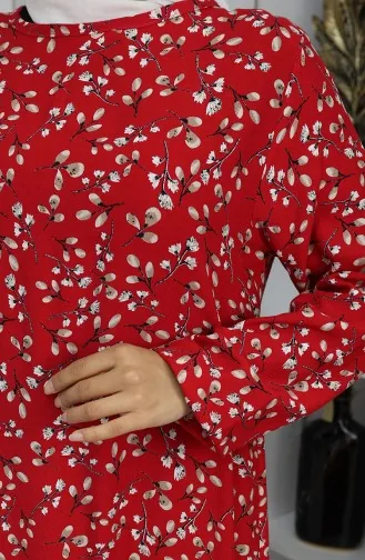 Viscose Stof Patroon Jurk 0065-03 Rood 0065-03