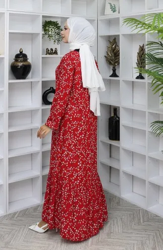 Viscose Stof Patroon Jurk 0065-03 Rood 0065-03