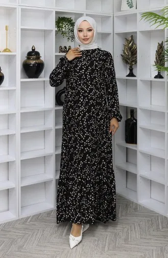 Viscose Stof Patroon Jurk 0065-04 Zwart 0065-04