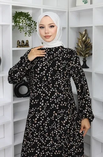 Viscose Stof Patroon Jurk 0065-04 Zwart 0065-04