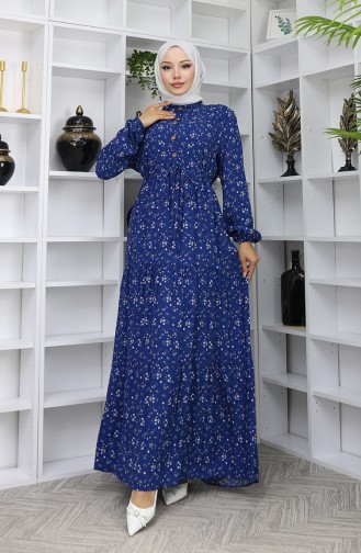 Navy Blue İslamitische Jurk 0067-02