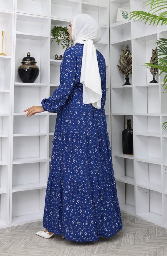 Navy Blue İslamitische Jurk 0067-02