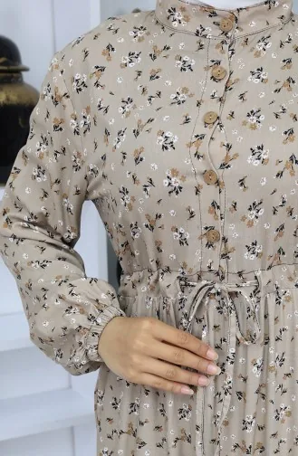 Viscose Stof Halfgeknoopte Jurk 0067-03 Mink 0067-03