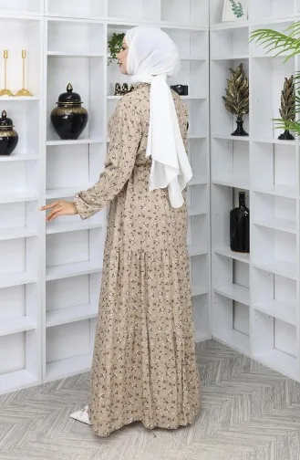 Viscose Stof Halfgeknoopte Jurk 0067-03 Mink 0067-03