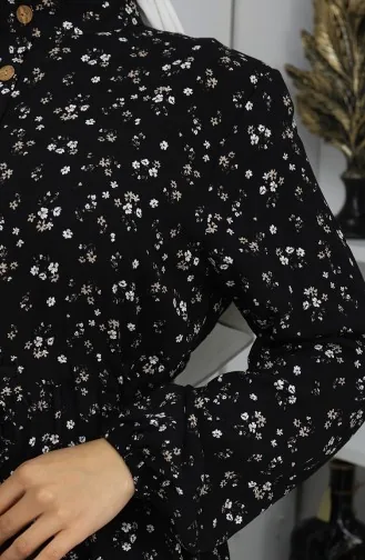 Viscose Stof Half Geknoopte Jurk 0067-04 Zwart 0067-04