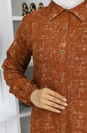 Tunique Longue Boutonnée En Tissu Viscose 0070-01 Tan 0070-01