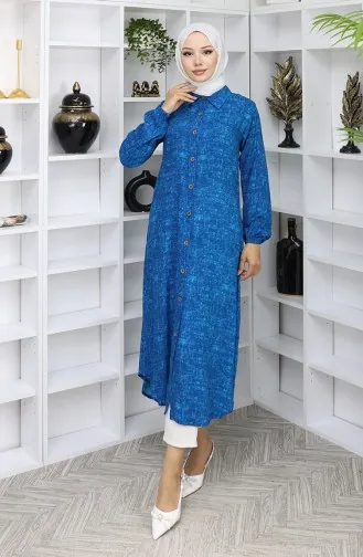 تونيك طويل بأزرار من قماش الفيسكوز 0070-02 برلمان 0070-02