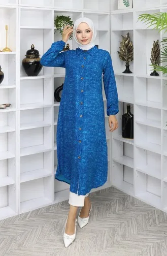 تونيك طويل بأزرار من قماش الفيسكوز 0070-02 برلمان 0070-02