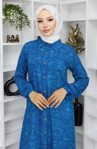 تونيك طويل بأزرار من قماش الفيسكوز 0070-02 برلمان 0070-02