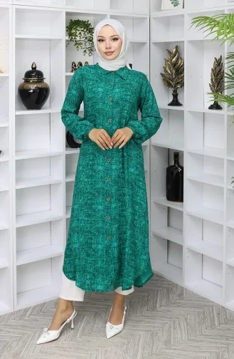 تونيك طويل بأزرار من قماش الفيسكوز 0070-06 أخضر 0070-06