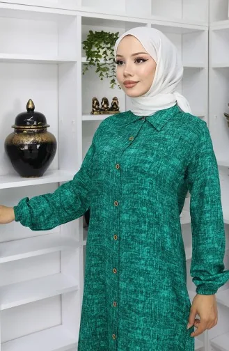 تونيك طويل بأزرار من قماش الفيسكوز 0070-06 أخضر 0070-06