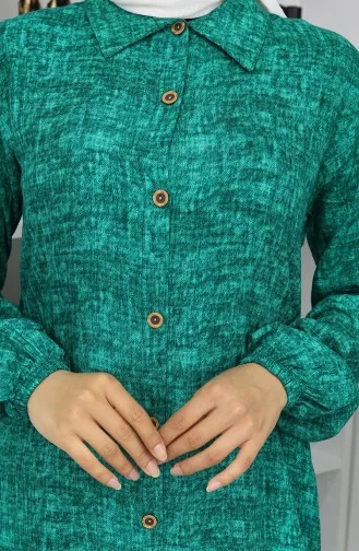 تونيك طويل بأزرار من قماش الفيسكوز 0070-06 أخضر 0070-06