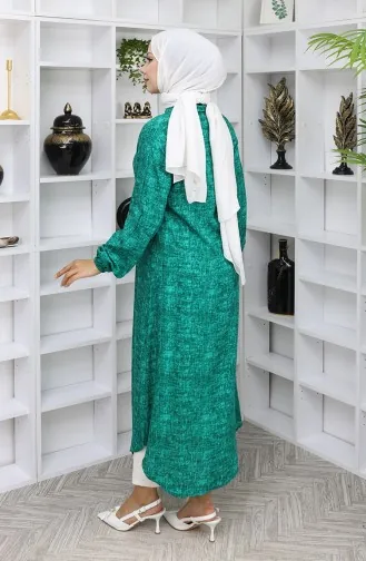 تونيك طويل بأزرار من قماش الفيسكوز 0070-06 أخضر 0070-06