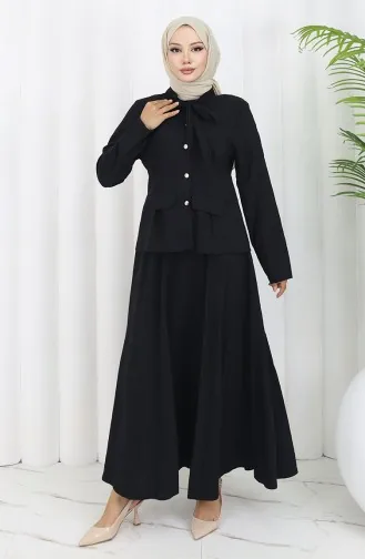 بدلة من قطعتين، قميص وتنورة، 11309-01، أسود 11309-01