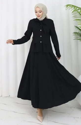بدلة من قطعتين، قميص وتنورة، 11309-01، أسود 11309-01