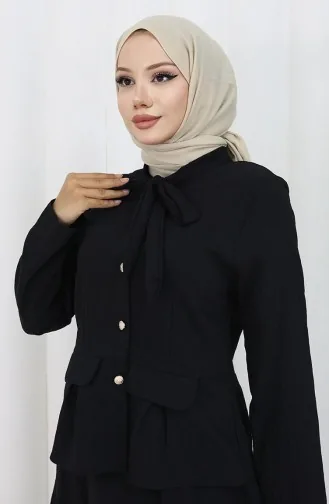 بدلة من قطعتين، قميص وتنورة، 11309-01، أسود 11309-01