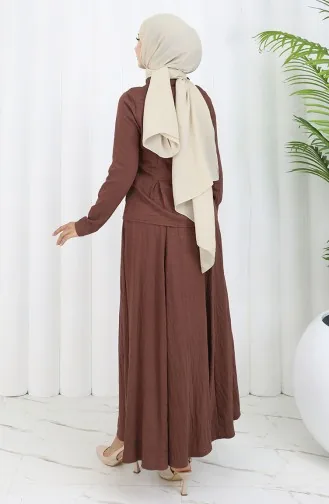 بدلة من قطعتين، قميص وتنورة، 11309-02، بني 11309-02