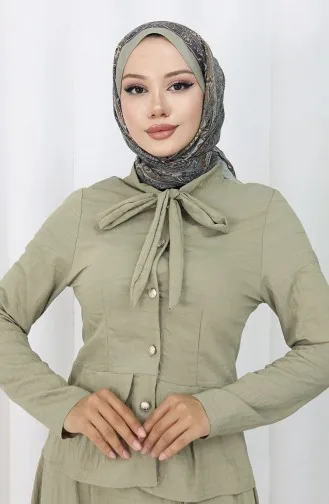 بدلة من قطعتين، قميص وتنورة، 11309-03، أخضر 11309-03