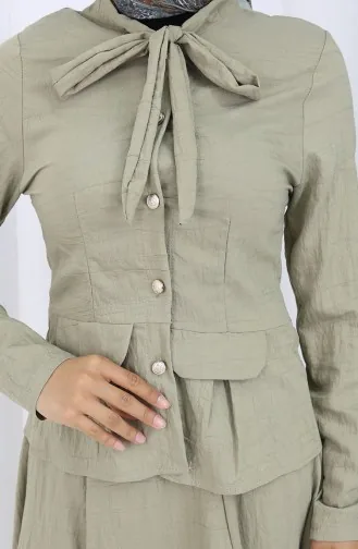 بدلة من قطعتين، قميص وتنورة، 11309-03، أخضر 11309-03