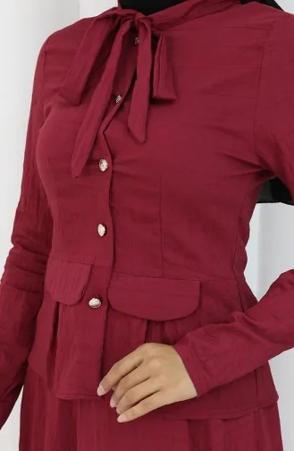 بدلة من قطعتين، قميص وتنورة، 11309-04، أحمر قاتم 11309-04