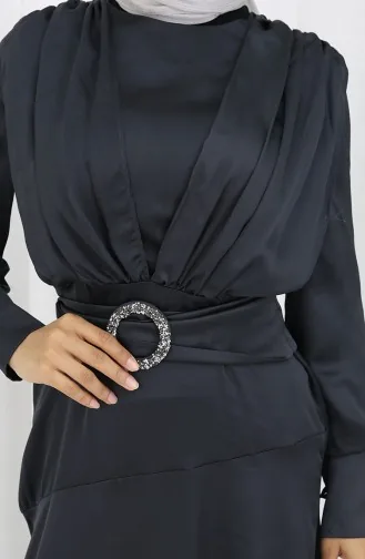 Gelaagde Satijnen Avondjurk 6001-02 Zwart 6001-02