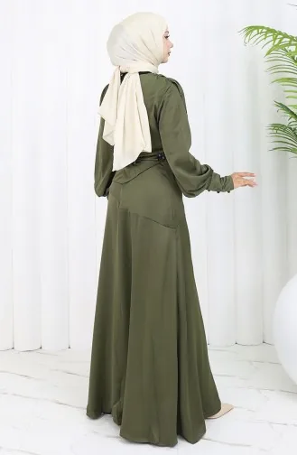 Mehrlagiges Abendkleid Aus Satin 6001-04 Khaki 6001-04