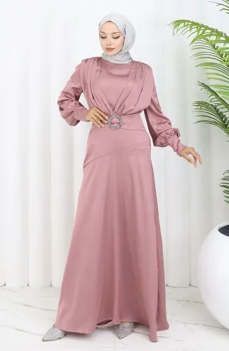 Layered Satin Evening Dress 6001-05 Dried Rose 6001-05