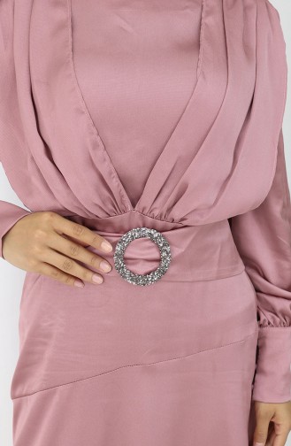 فستان سهرة ساتان 6001-05 وردي فاتح 6001-05